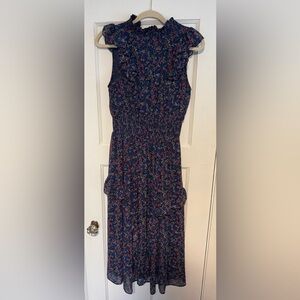 Lulu's Navy Floral Midi Dress